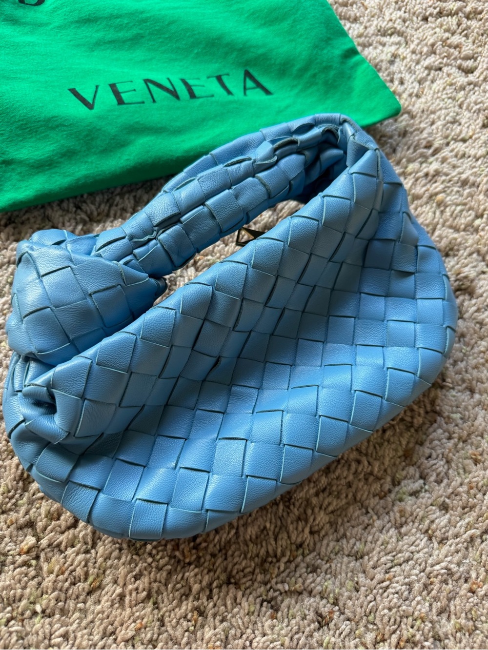 Blue Intrecciato Knot Hobo Bag